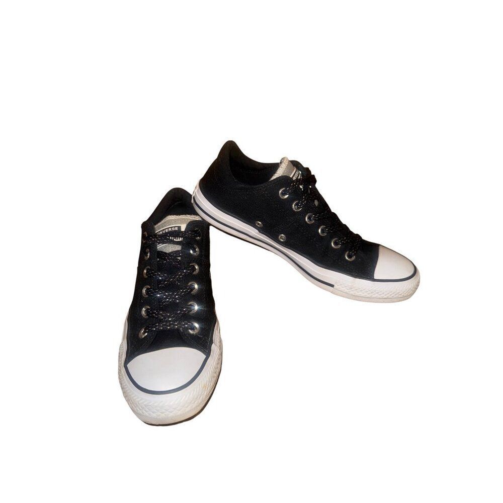 Converse Chuck Taylor All Star Ox Thunder Black W/ Silver Glitter Tongue Sz‎ 9